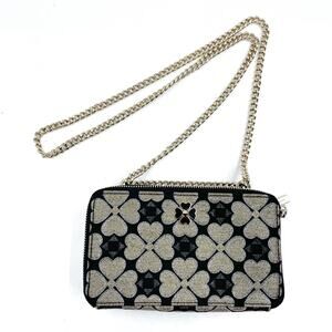 Kate Spade Black and Gold Heart Clover Crossbody Bag